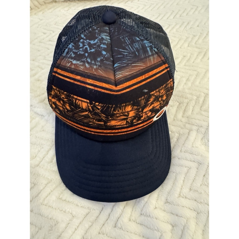 Oakley Snapback Hat Navy Blue Bright Orange Foam Mesh Trucker Beach Surf‎ Cyber